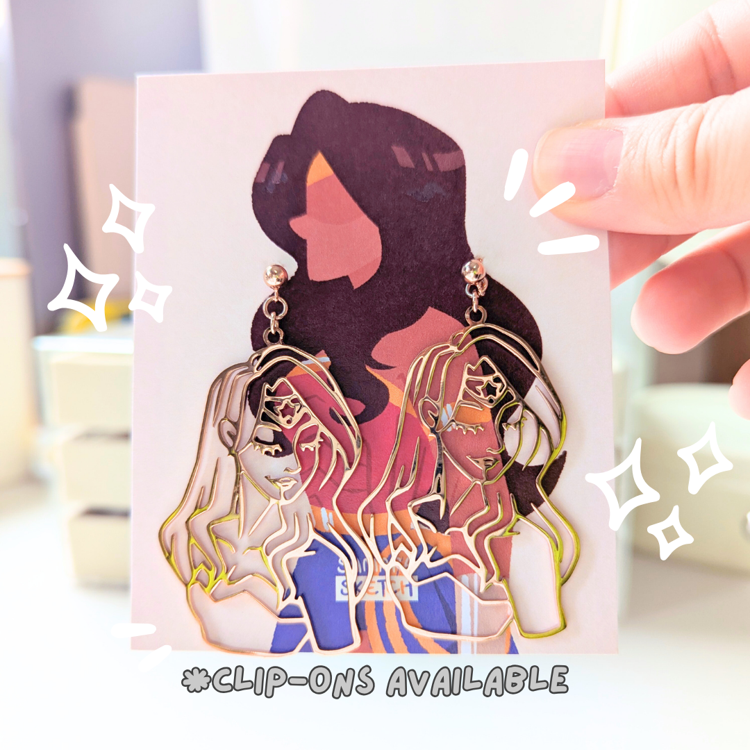 Wonder Woman "Goddess" Earrings in Romantic Rose (Clip-ons available)