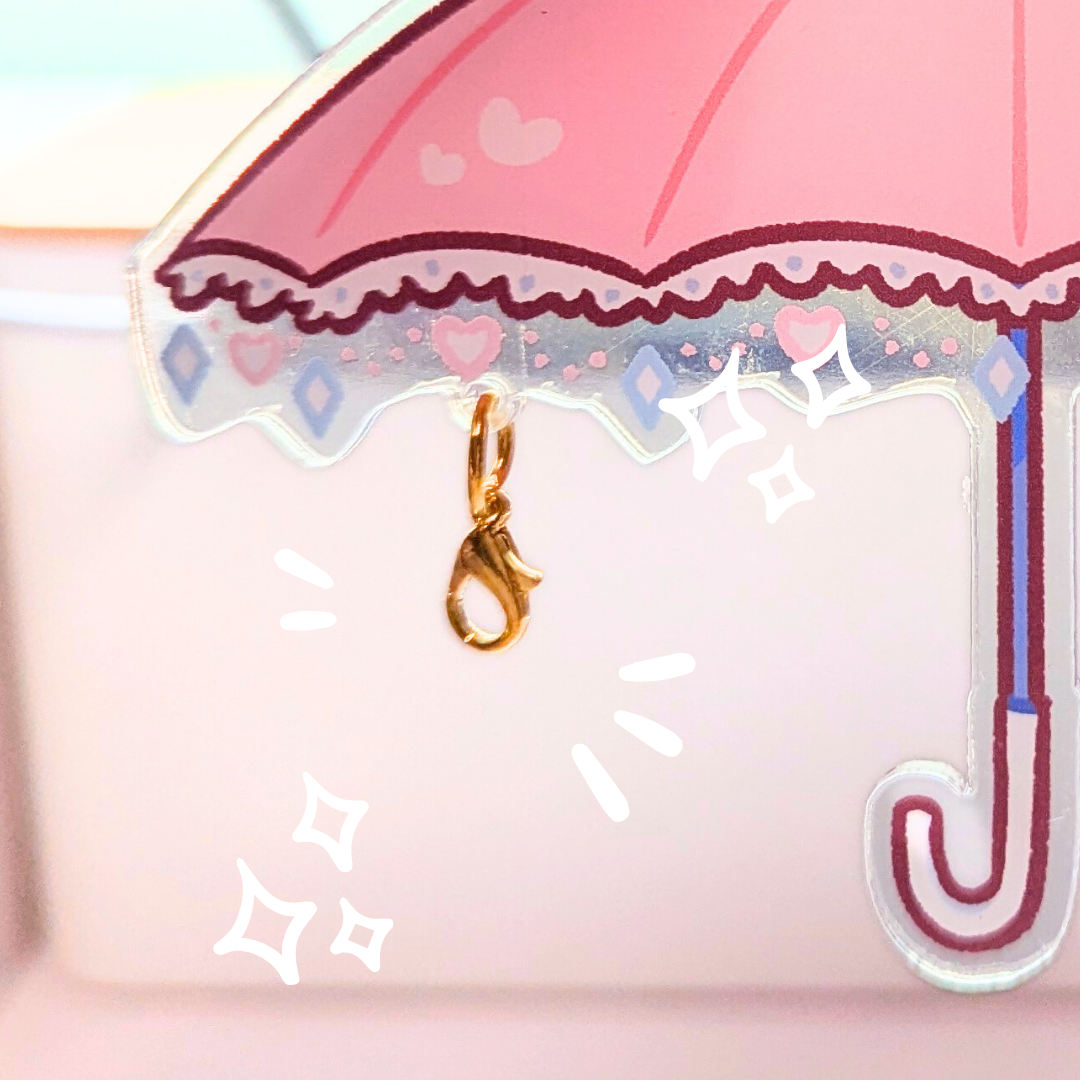 Peachy Pink Umbrella Charm Connector