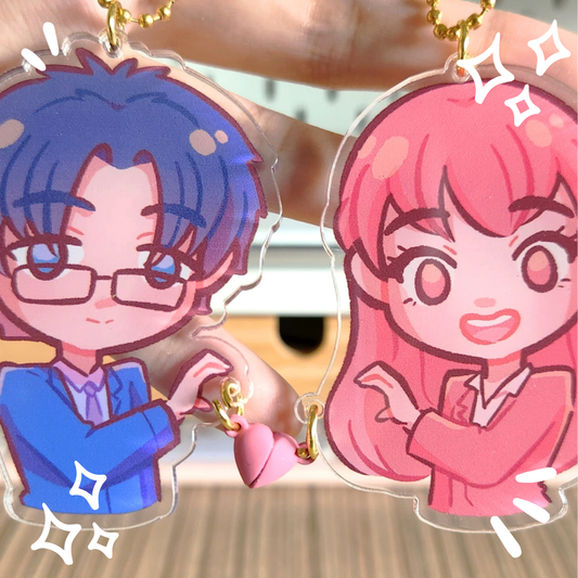 Hirotaka X Narumi Heart Magnet Charms (Wotakoi)