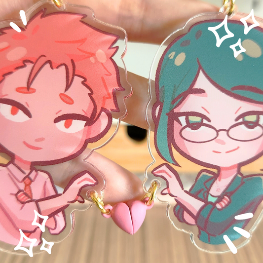 Kabakura x Koyanagi Heart Magnet Charms (Wotakoi)