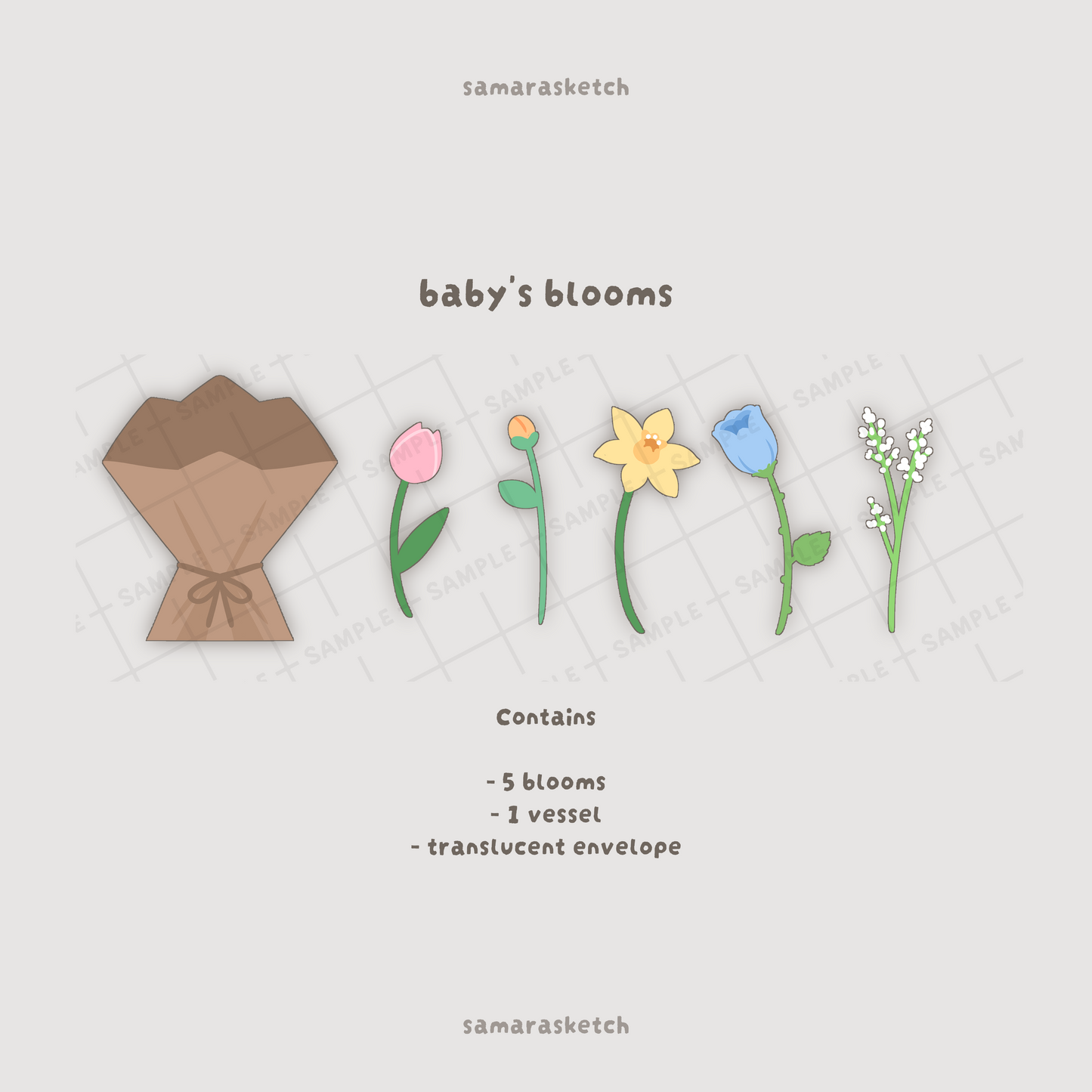 baby's blooms bouquet greeting card