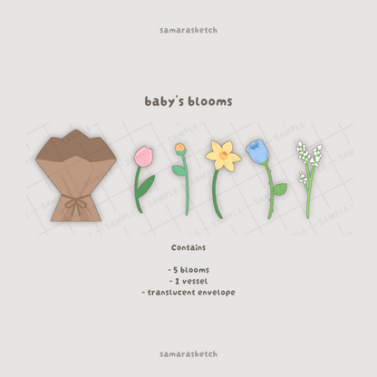 baby's blooms bouquet greeting card