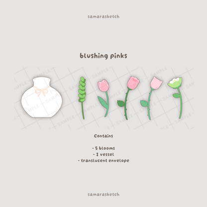 blushing pinks bouquet greeting card