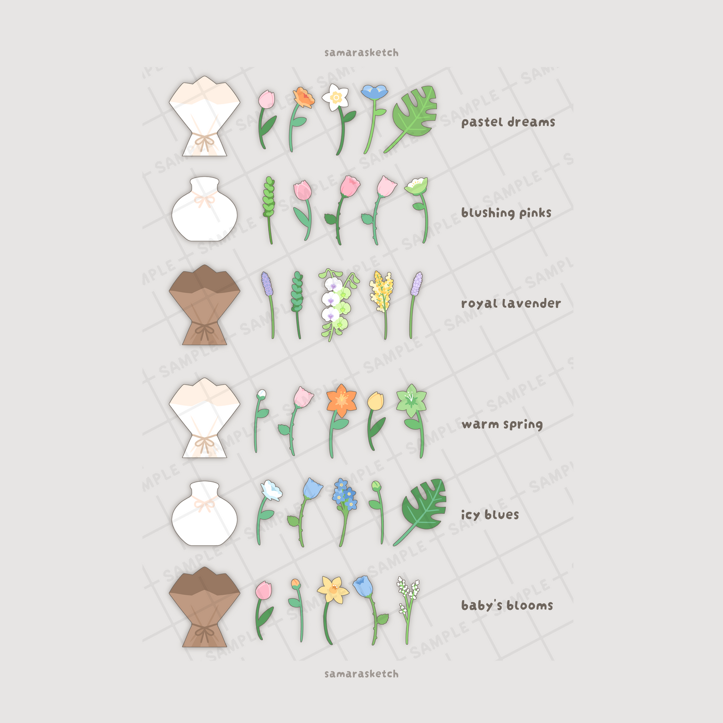 paper bouquet card bundle set B