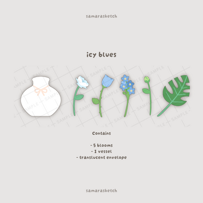 icy blues bouquet greeting card