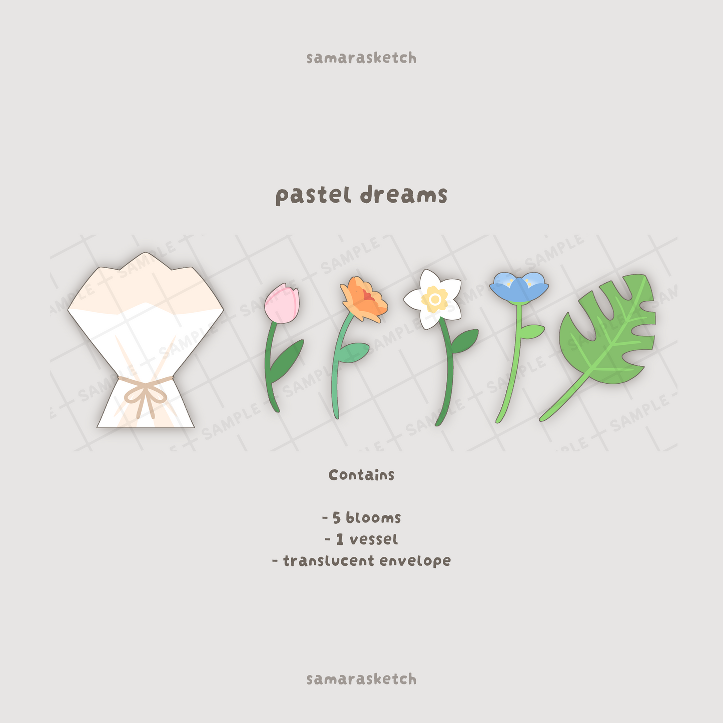 pastel dreams bouquet greeting card