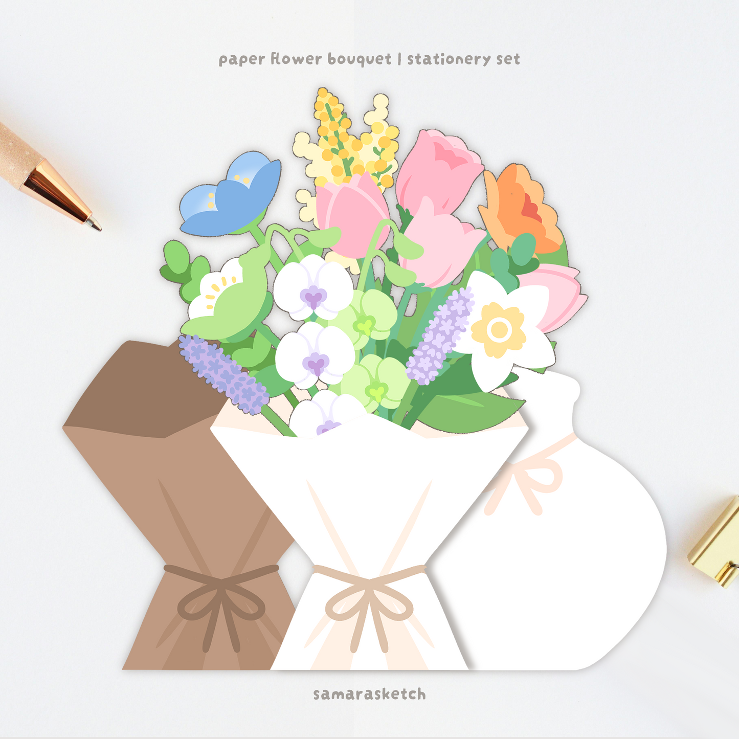 paper bouquet card bundle set A