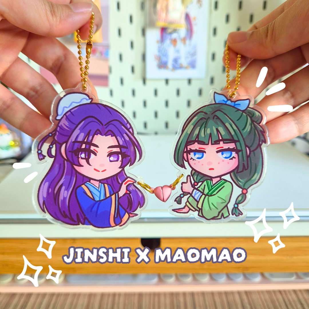 Jinshi X Maomao Heart Magnet Charms