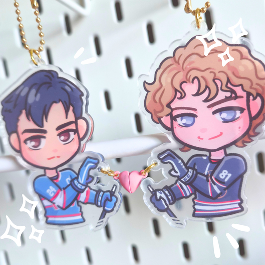 Heated Rivalry Shane x Ilya Heart Magnet Charms