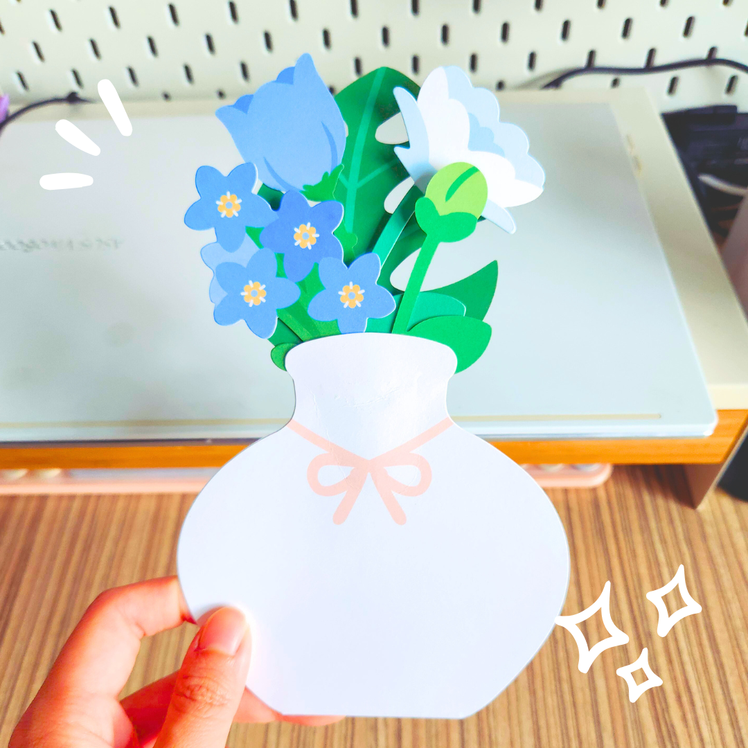 icy blues bouquet greeting card