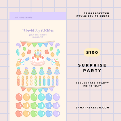 itty-bitty stickies - surprise party (s100)