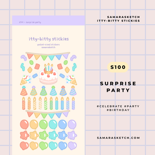 itty-bitty stickies - surprise party (s100)