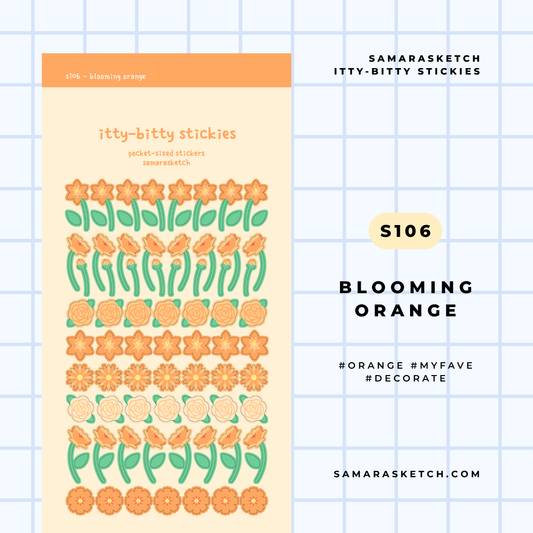 itty-bitty stickies - blooming orange (s106)