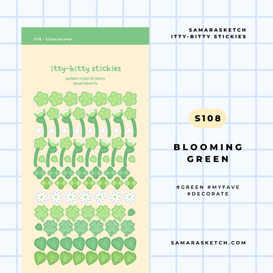 itty-bitty stickies - blooming green (s108)
