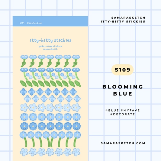 itty-bitty stickies - blooming blue (s109)