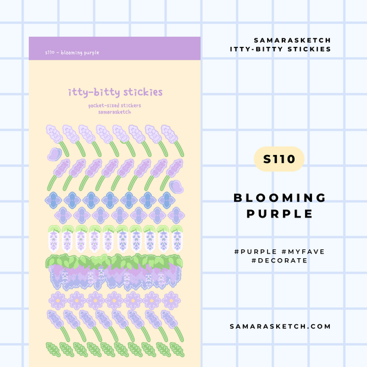 itty-bitty stickies - blooming purple (s110)
