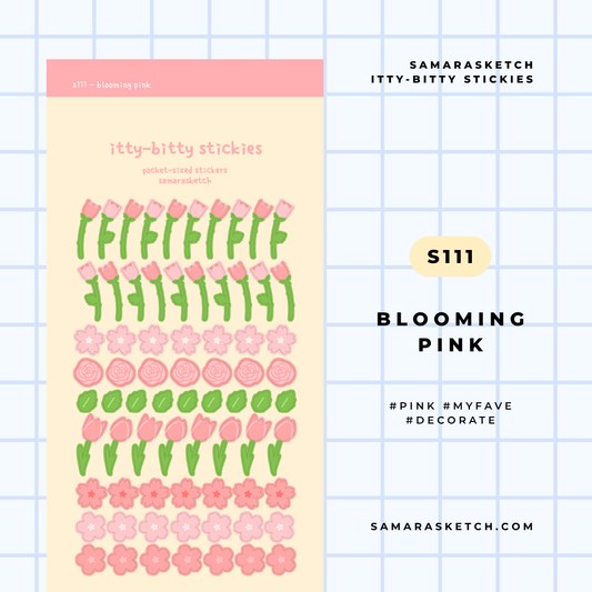 itty-bitty stickies - blooming pink (s111)