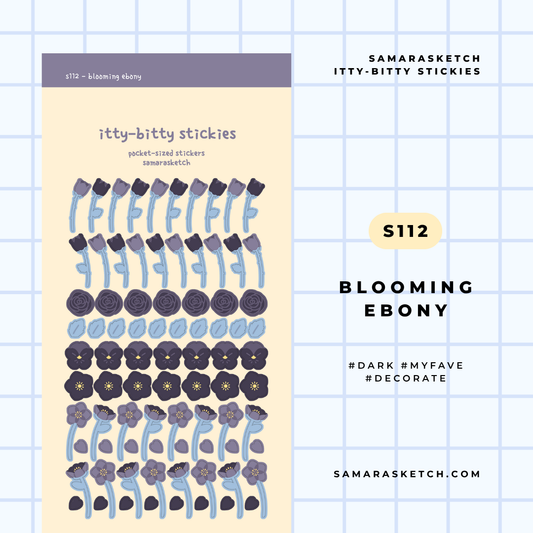 itty-bitty stickies - blooming ebony (s112)