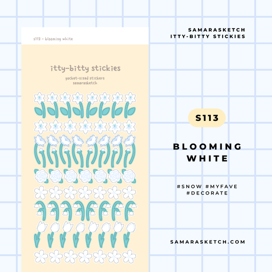 itty-bitty stickies - blooming white (s113)