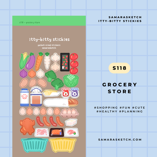 itty-bitty stickies - grocery store (s118)