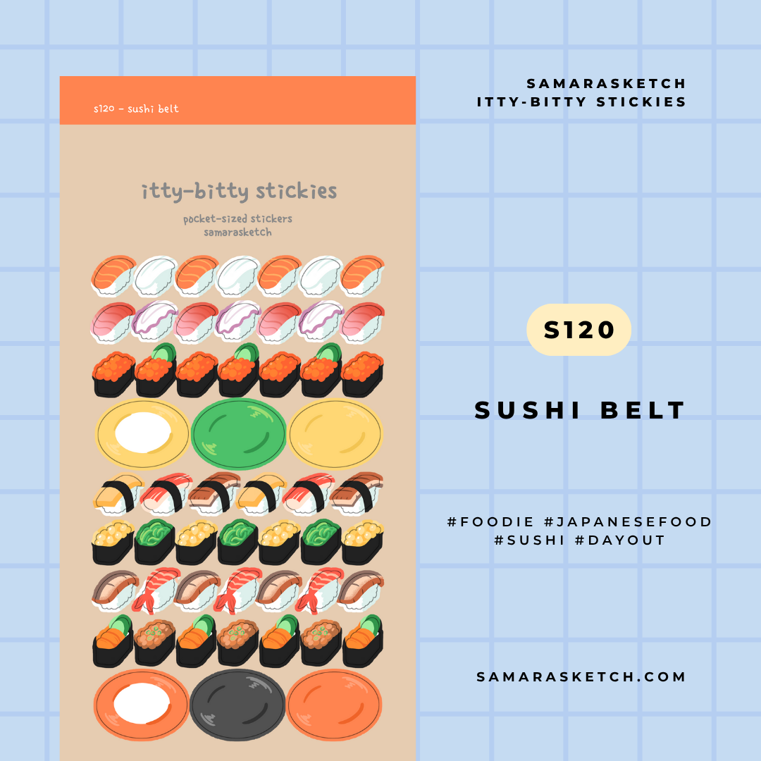 itty-bitty stickies - sushi belt (s120)