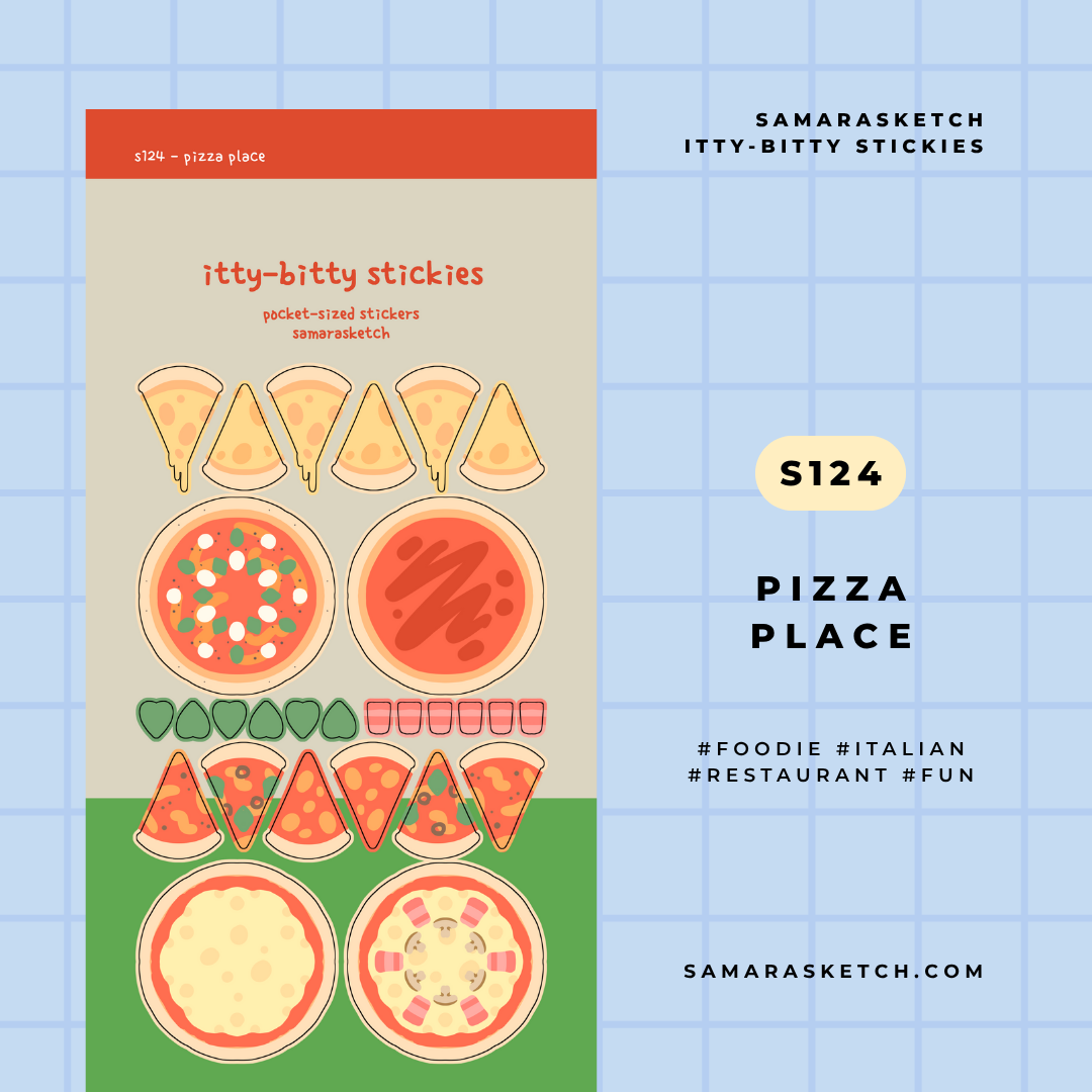 itty-bitty stickies- pizza place (s124)