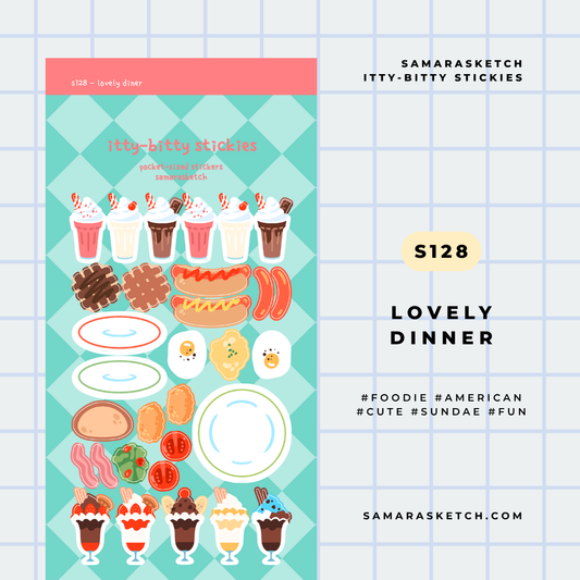 itty-bitty stickies - lovely diner (s128)