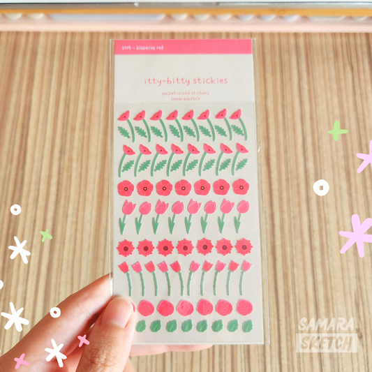 itty-bitty stickies - blooming red (s105)