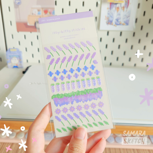 itty-bitty stickies - blooming purple (s110)