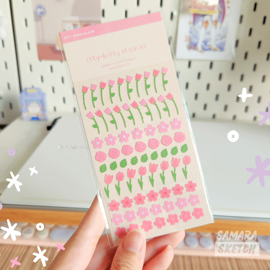 itty-bitty stickies - blooming pink (s111)