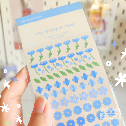 itty-bitty stickies - blooming blue (s109)