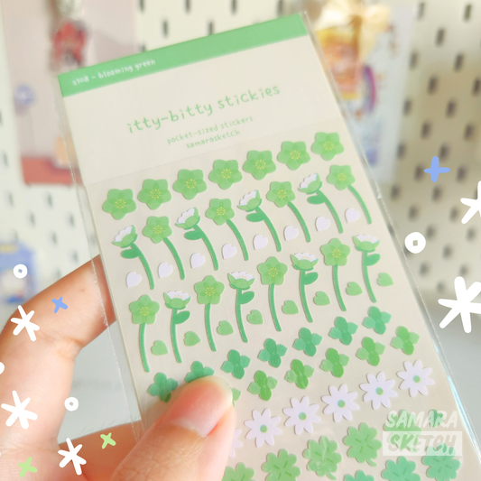 itty-bitty stickies - blooming green (s108)