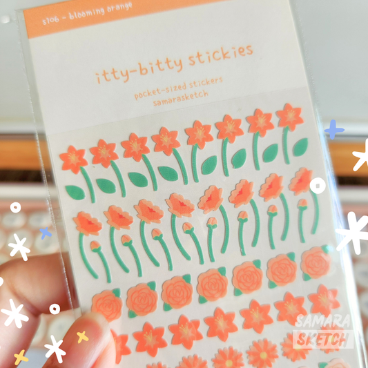 itty-bitty stickies - blooming orange (s106)