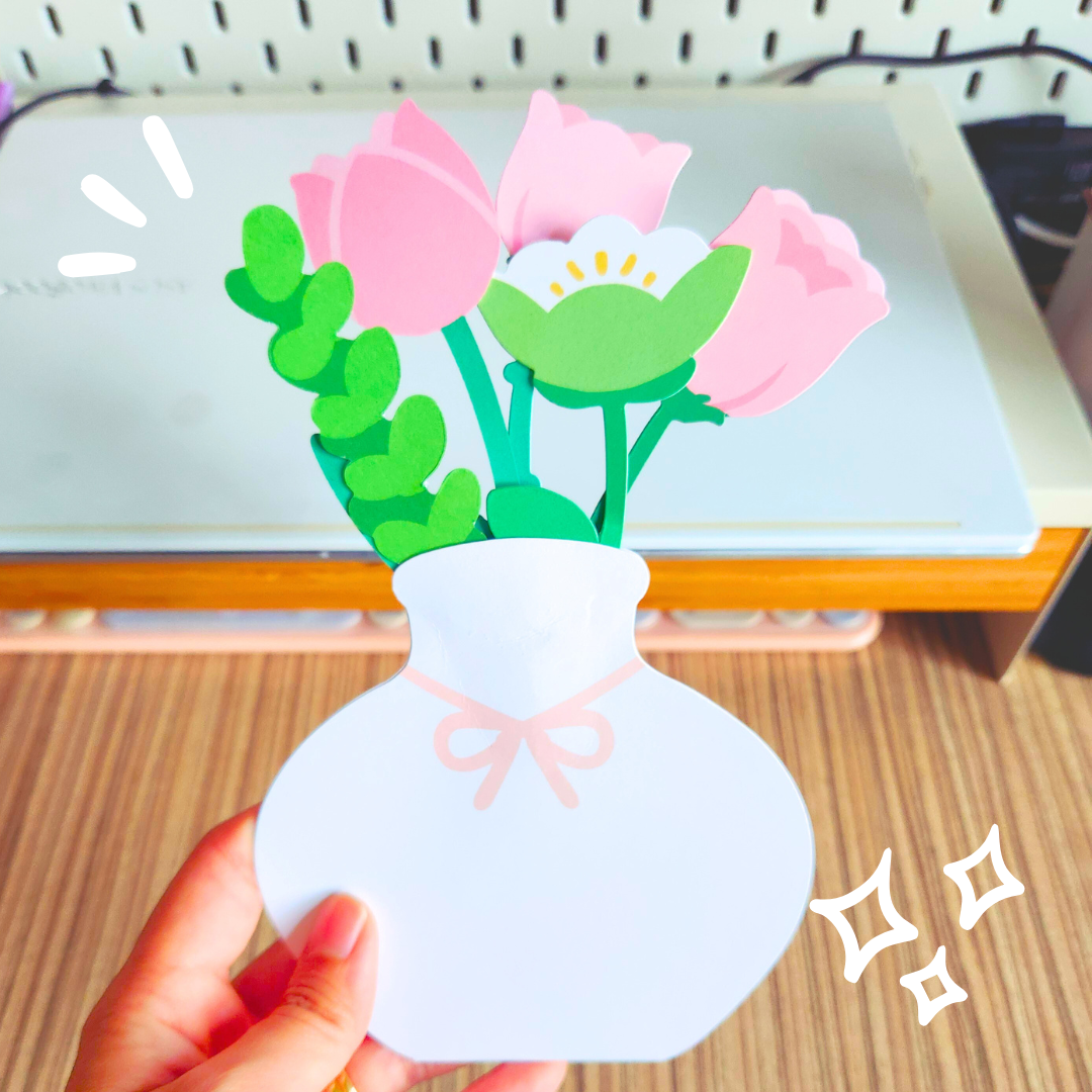 blushing pinks bouquet greeting card