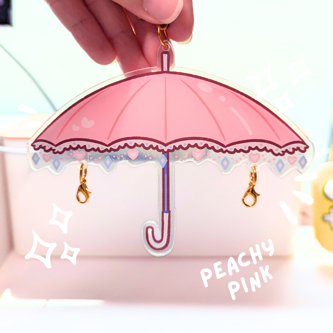 Peachy Pink Umbrella Charm Connector