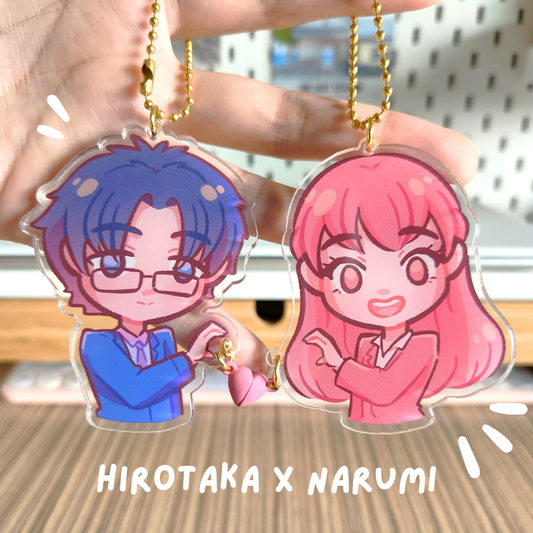 Hirotaka X Narumi Heart Magnet Charms (Wotakoi)