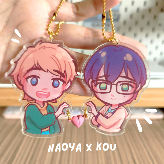 Naoya x Kou Heart Magnet Charms (Wotakoi)