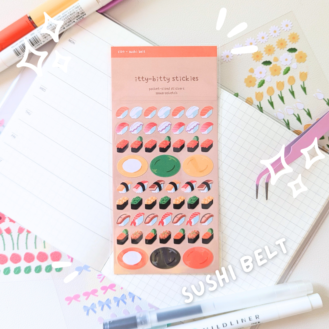 itty-bitty stickies - sushi belt (s120)