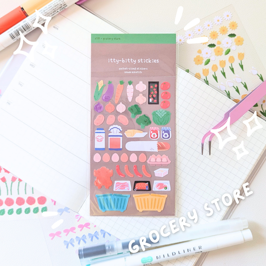itty-bitty stickies - grocery store (s118)