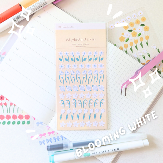 itty-bitty stickies - blooming white (s113)