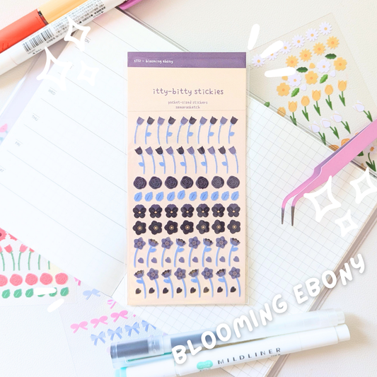 itty-bitty stickies - blooming ebony (s112)