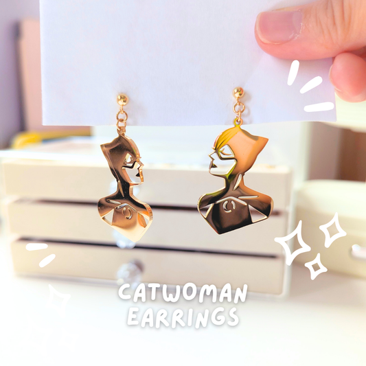 Catwoman Earrings in Glamazon Gold (Clip-ons available)