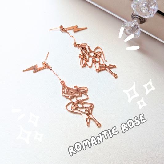Wonder Woman "Lightning" Earrings in Romantic rose(Clip-ons available)