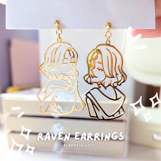 Raven Earrings in Glamazon gold (Clip-ons available)
