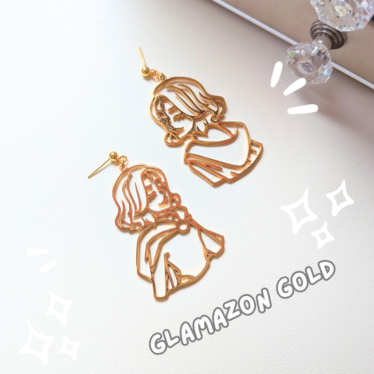 Raven Earrings in Glamazon gold (Clip-ons available)