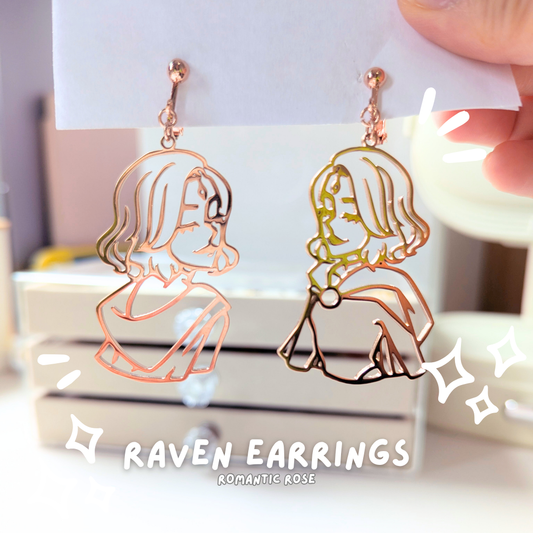 Raven Earrings in Romantic Rose (Clip-ons available)