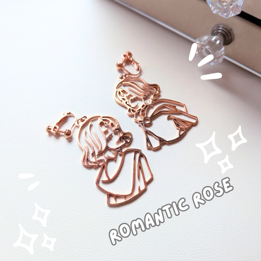 Raven Earrings in Romantic Rose (Clip-ons available)