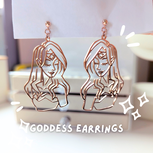 Wonder Woman "Goddess" Earrings in Romantic Rose (Clip-ons available)